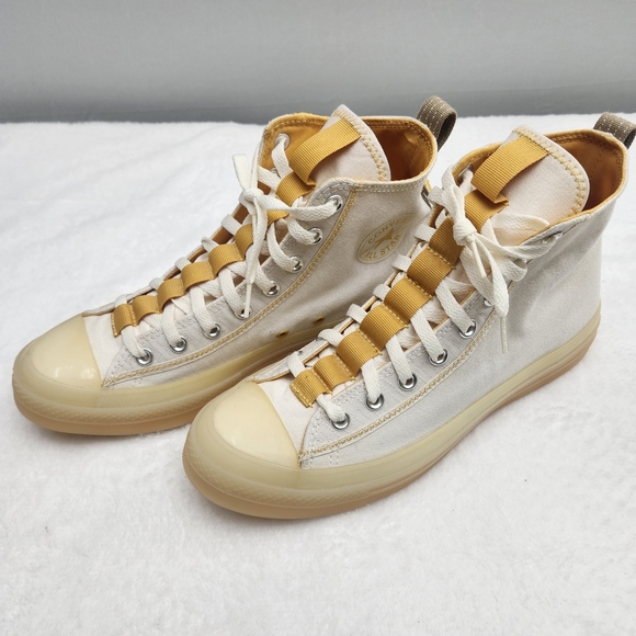 Vtg Converse High-Top Sneakers in Cream and Yellow Mens 10 Woman 12 - Picture 4 of 9